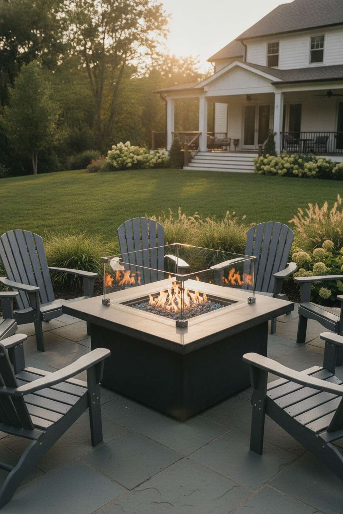 glass windscreen fire pit surround