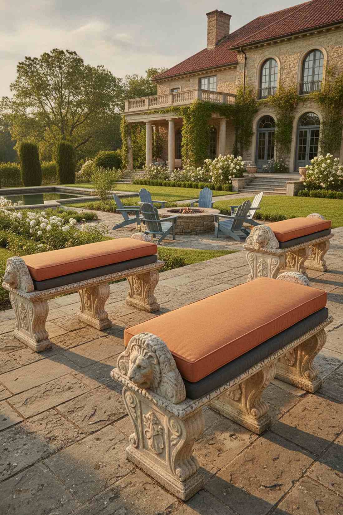 marble topped garden seats