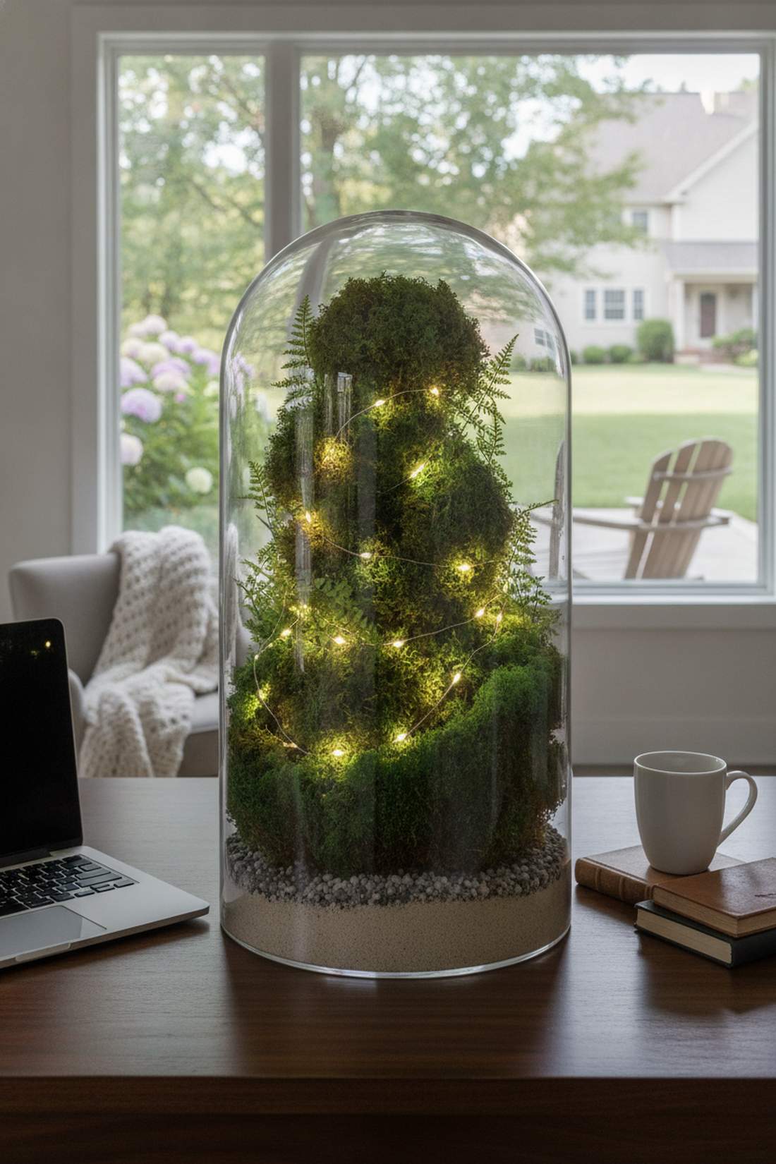 moss and fern terrarium lights