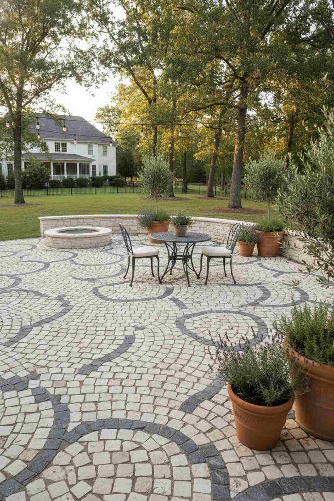 natural stone mosaic with wrought iron