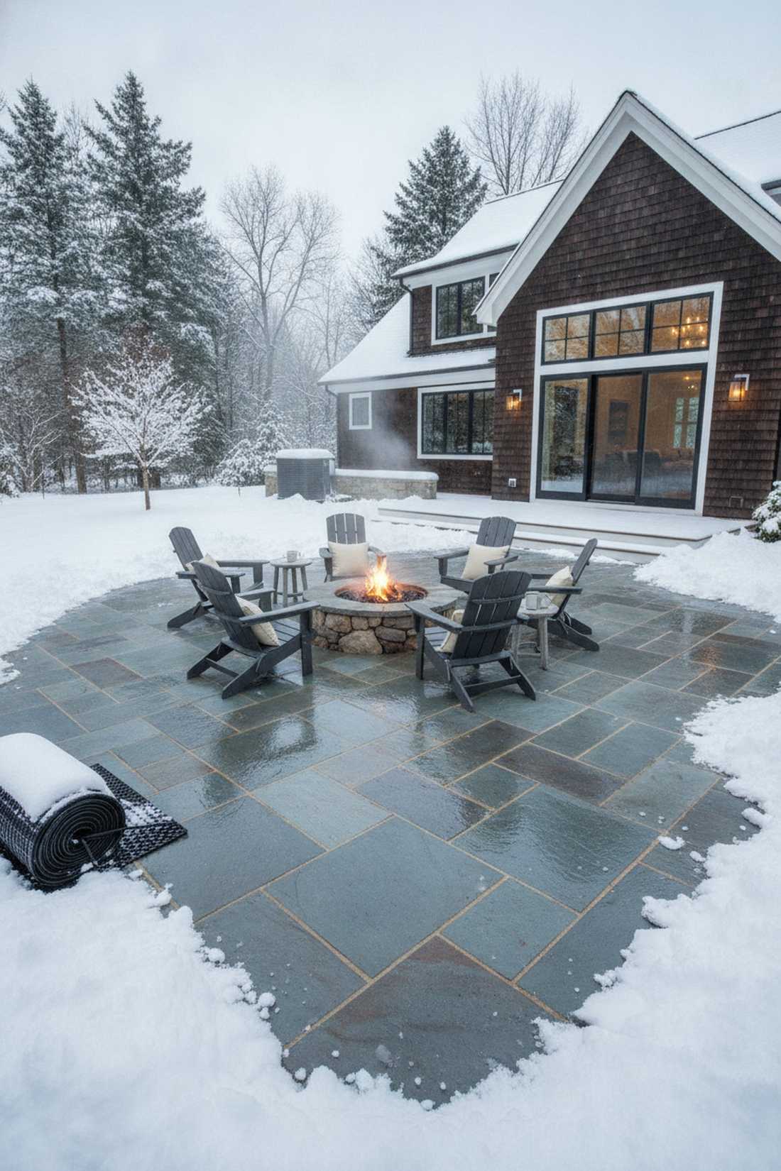 natural stone patio with radiant heat
