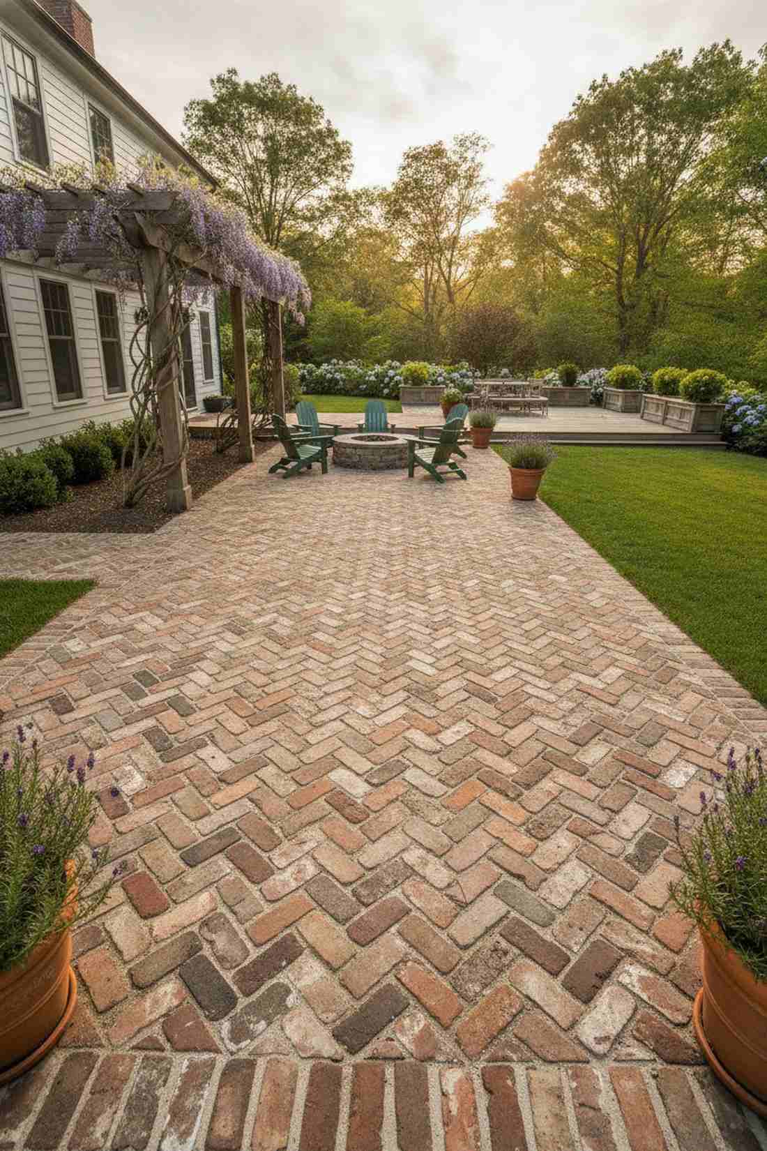 reclaimed brick herringbone