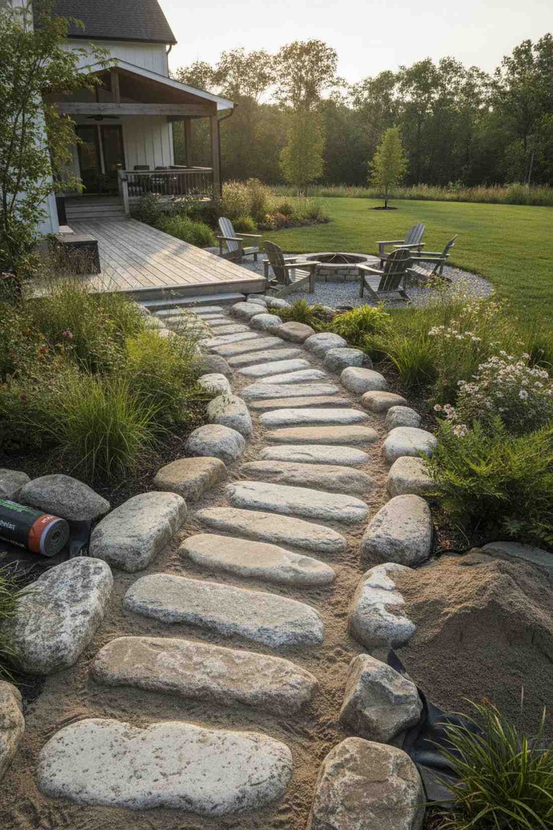 river stone pathway
