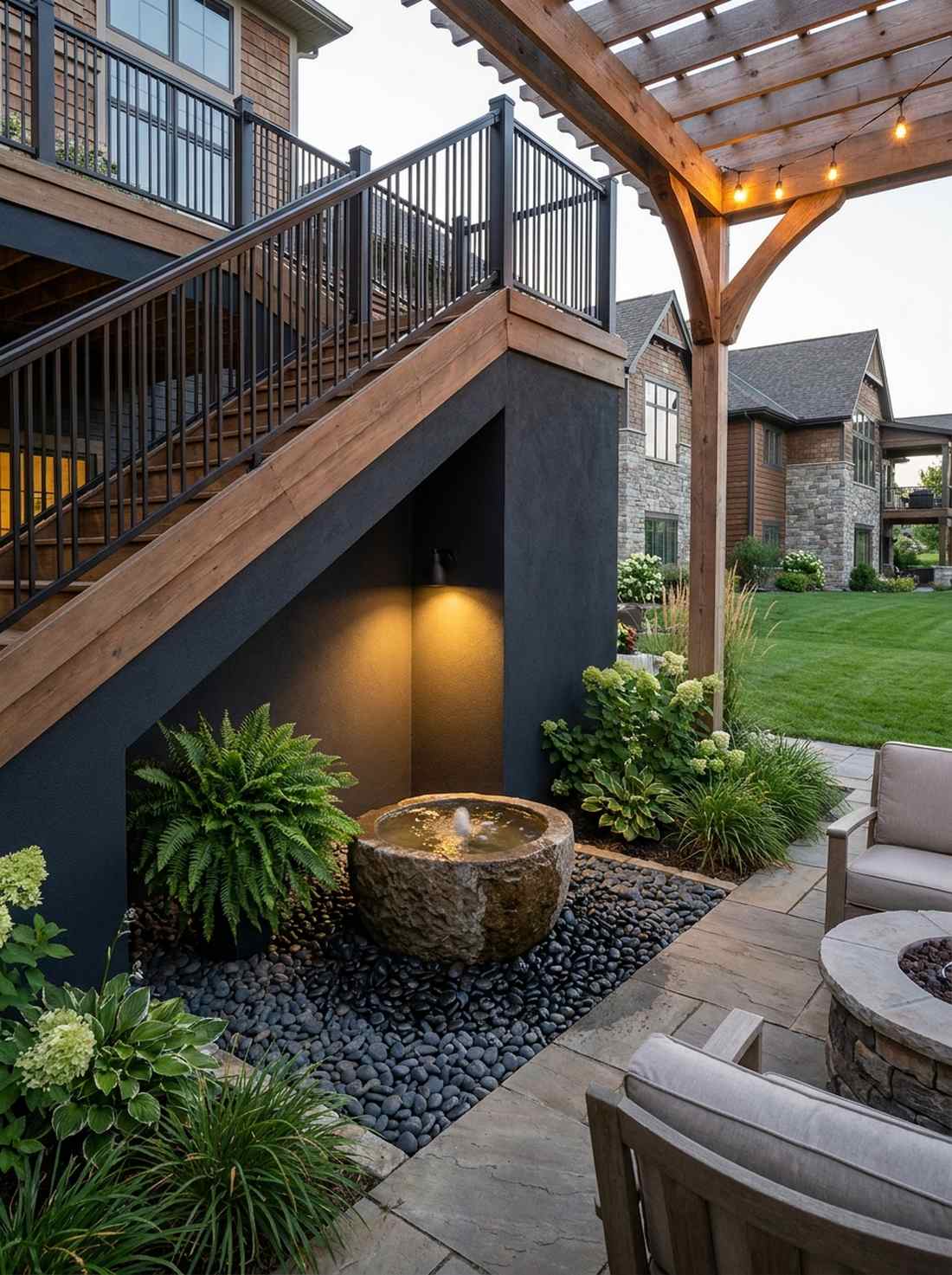 under stair courtyard nook