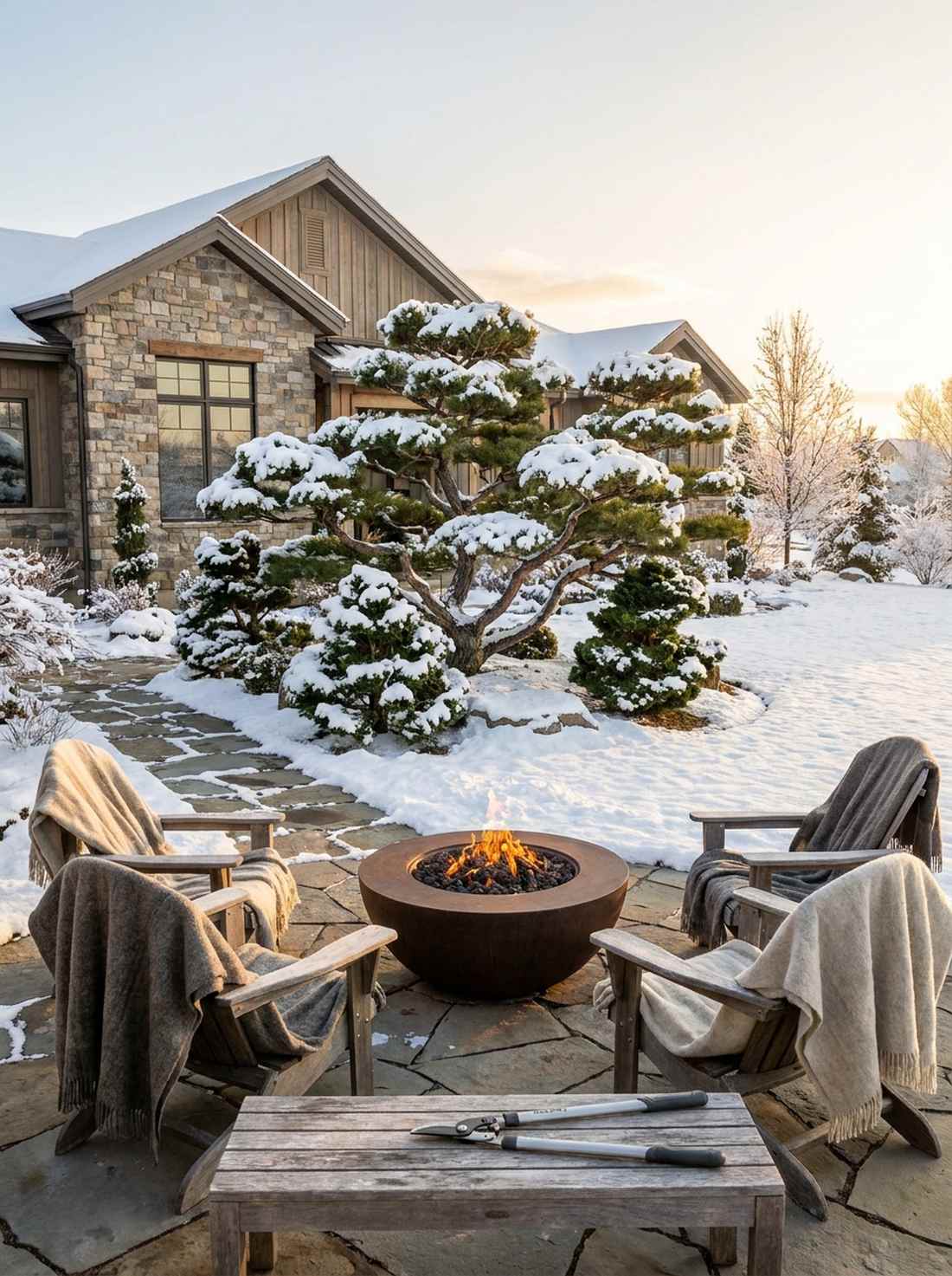winter evergreen structure
