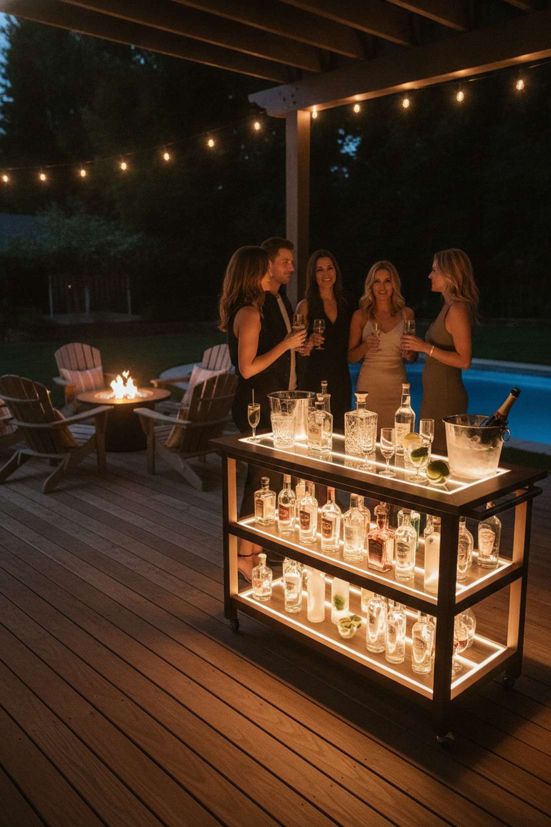 bar cart accent lighting