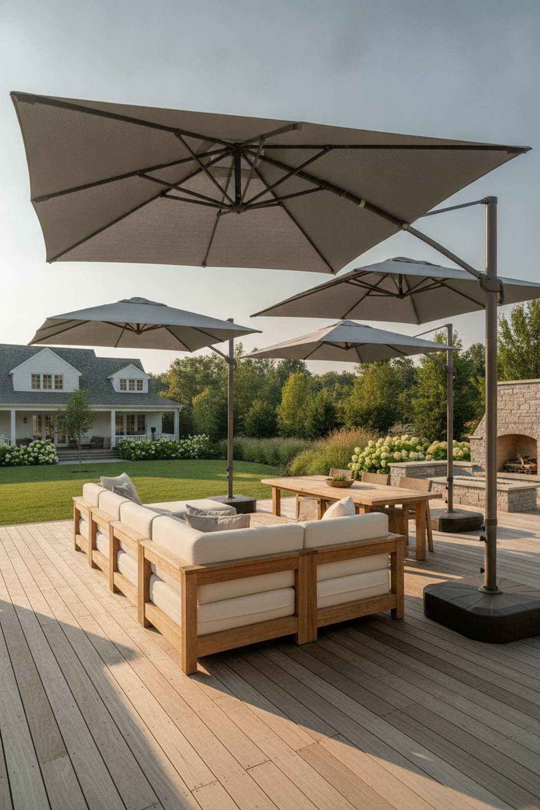 cantilever umbrella cluster for flexible shade