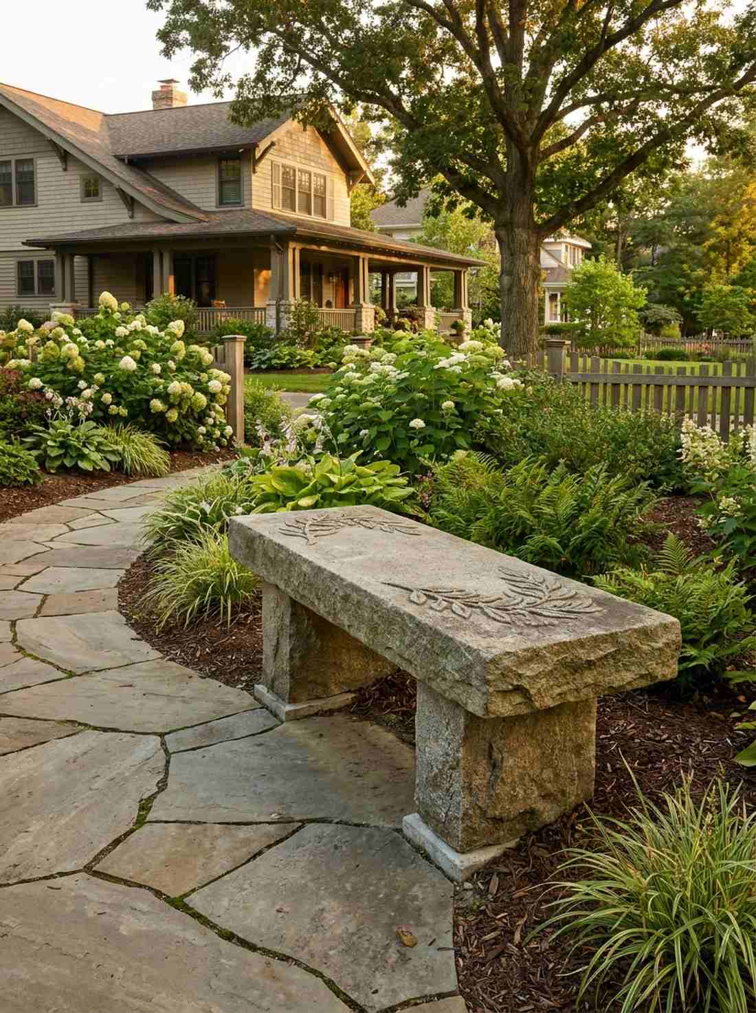 carved stone bench