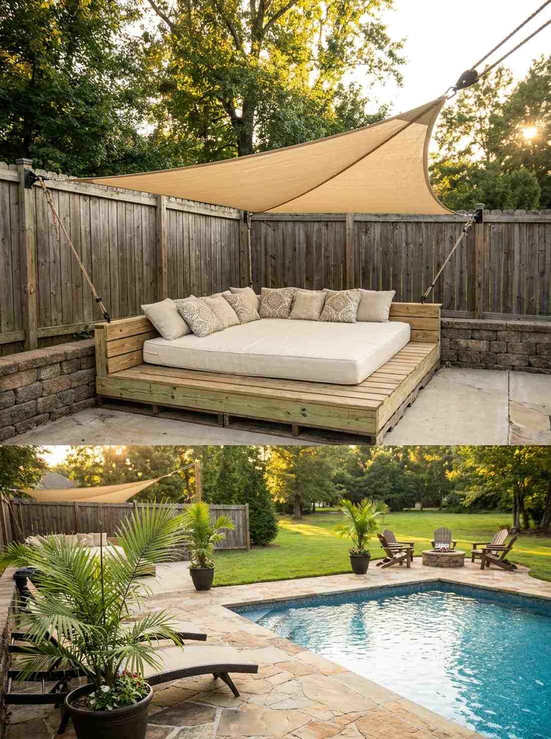 corner daybed lounge with canopy