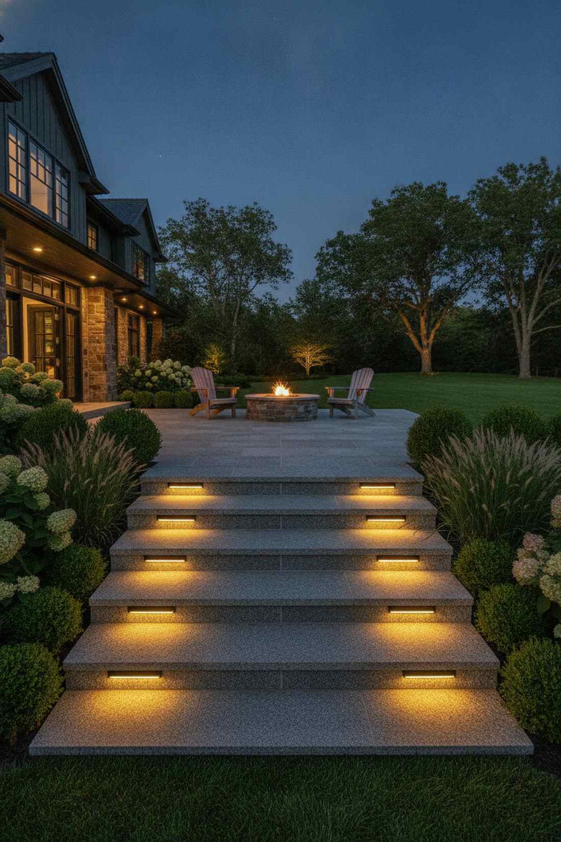 grand entrance staircase with lighting