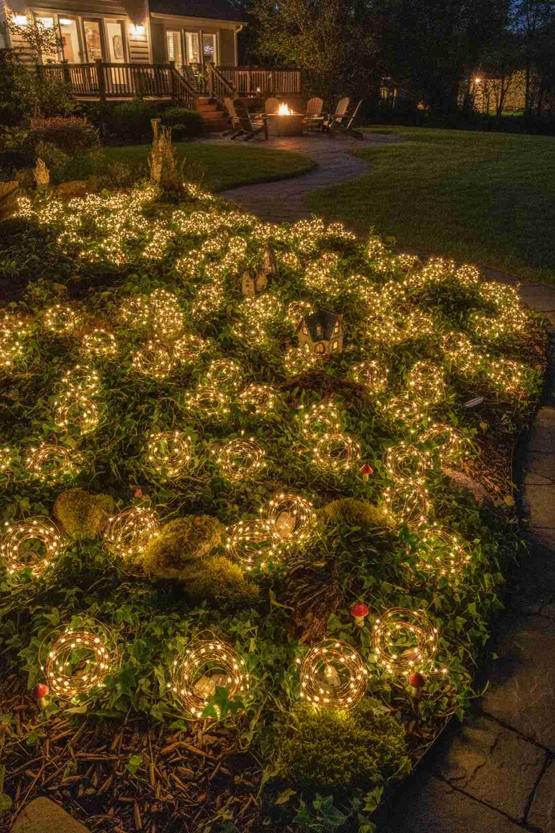 ground level fairy light gardens