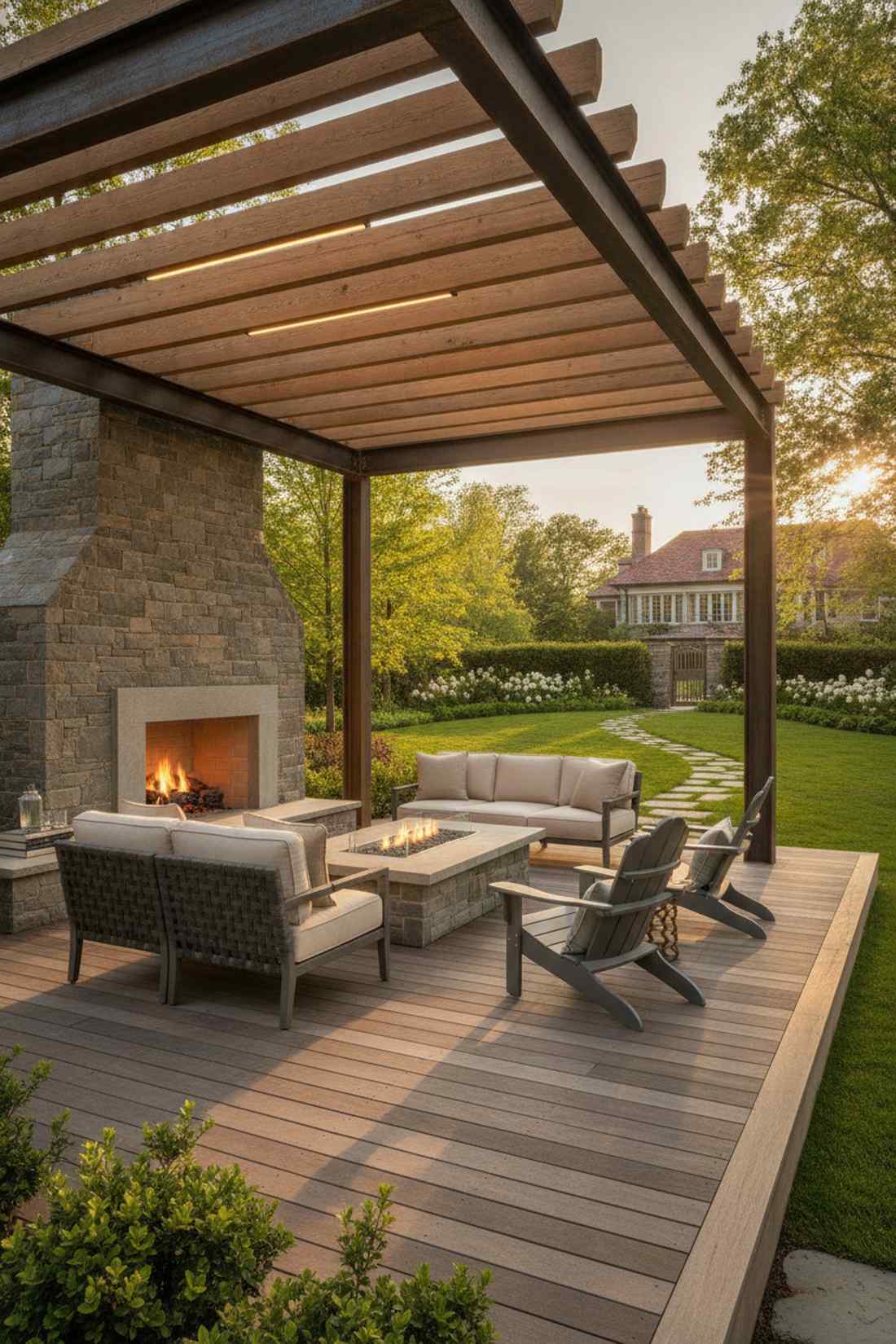 mixed material luxury pergola