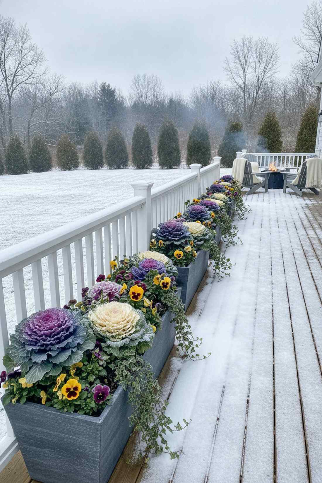ornamental cabbage winter railing