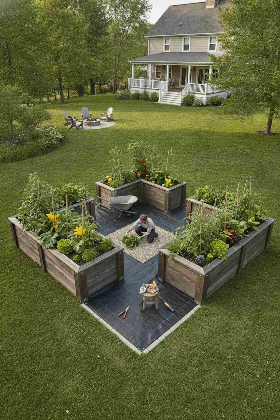 u shaped courtyard bed