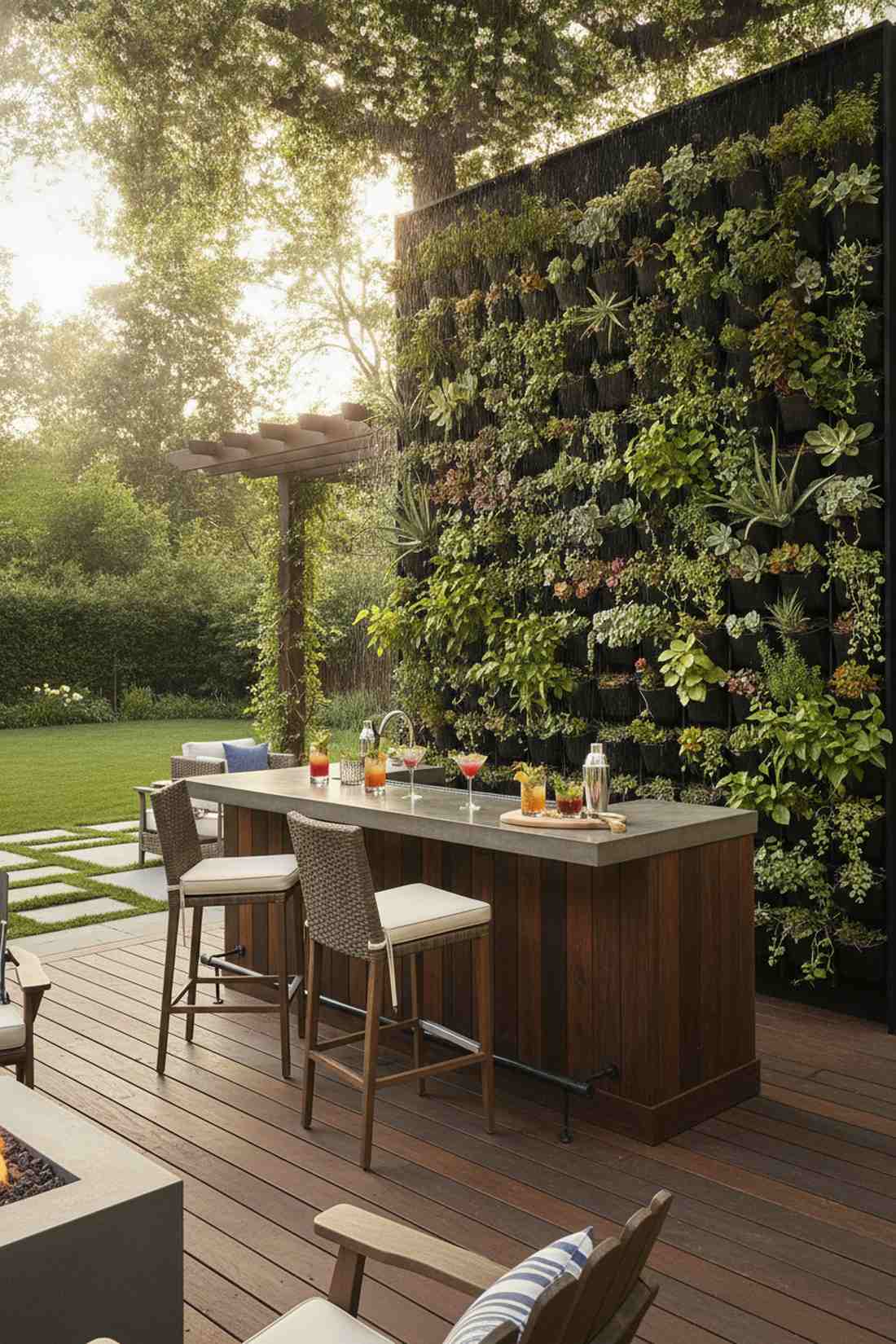 bar with living wall backdrop