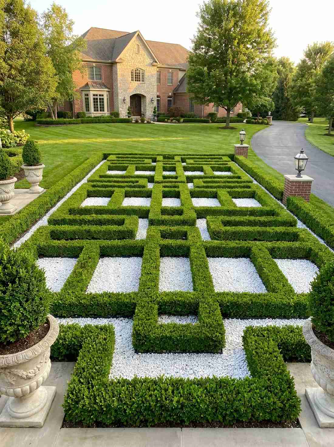 geometric boxwood parterre