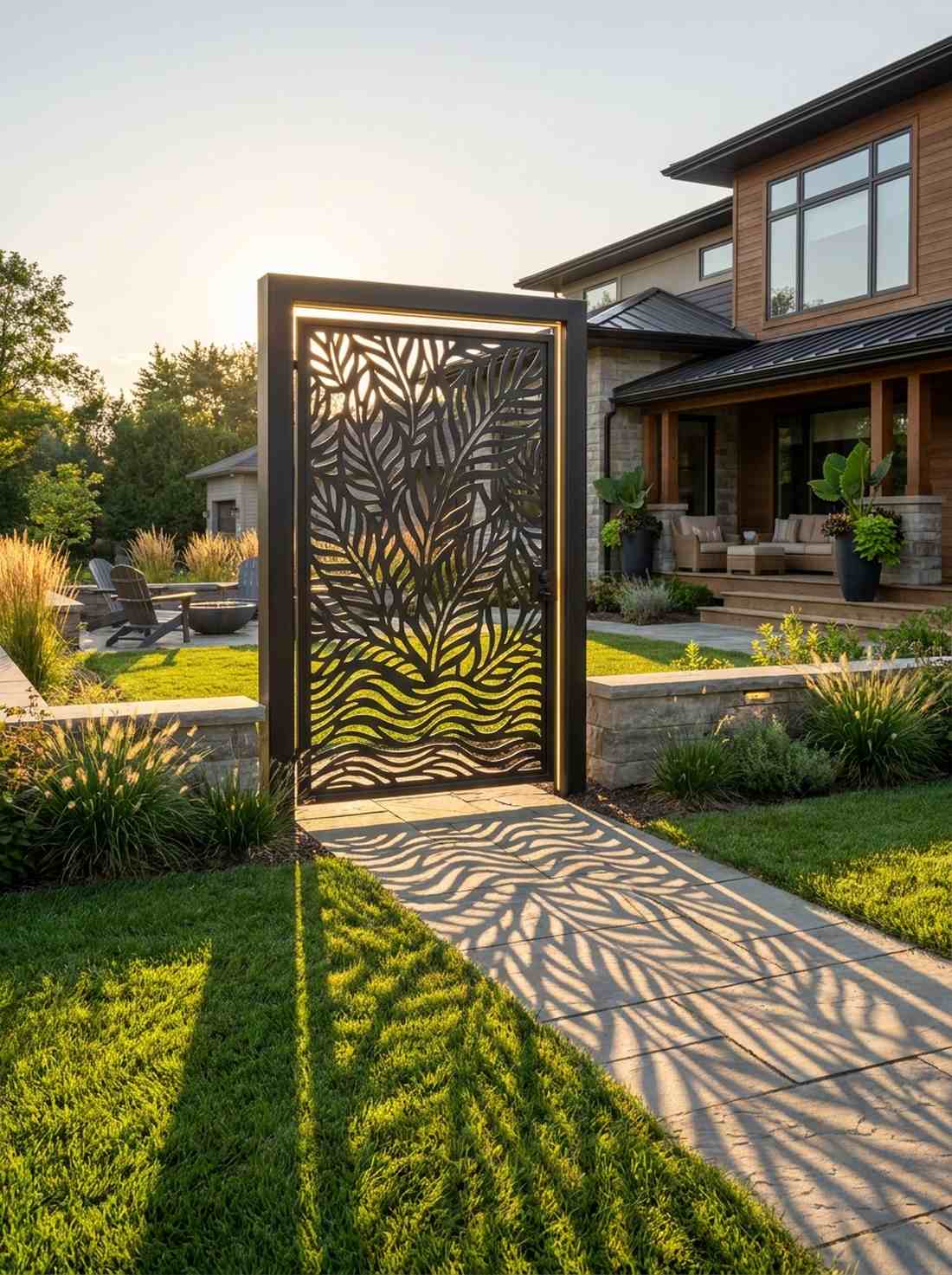 laser cut metal pattern gate