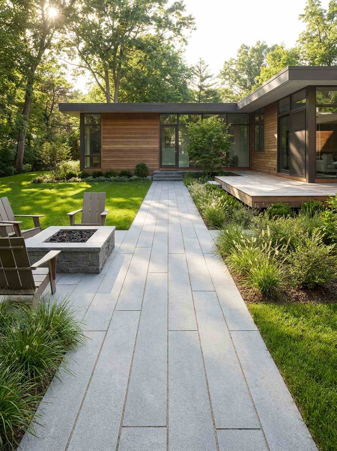 linear stone plank pathway