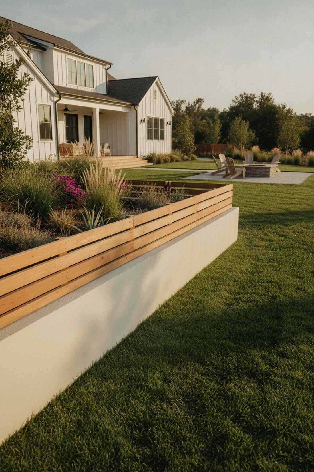 low stucco wall with fence topper