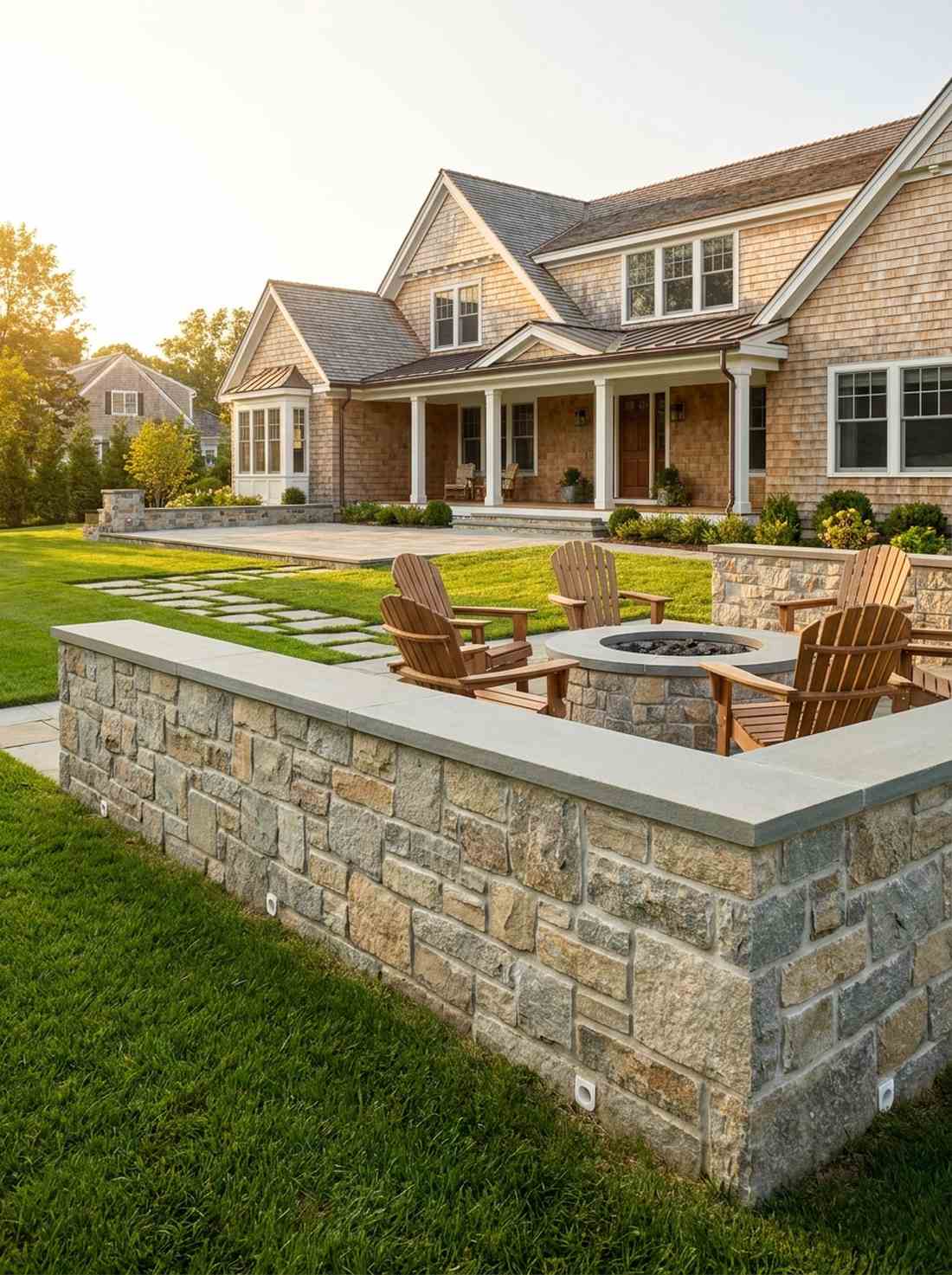 mortared stone wall