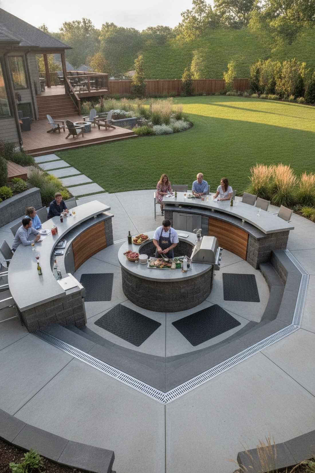 sunken prep zone with grade level bar