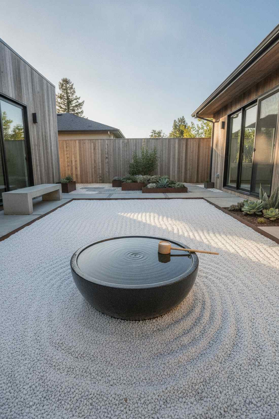 water basin in stone garden