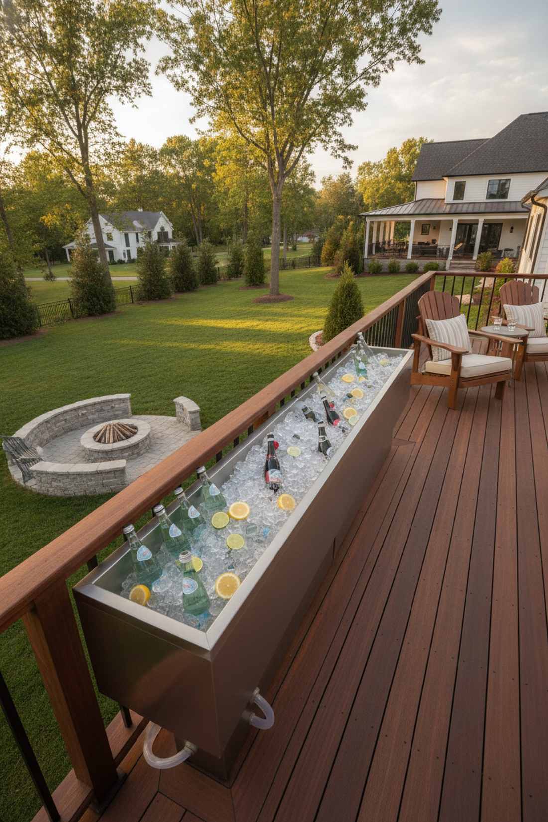 built in cooler in railing