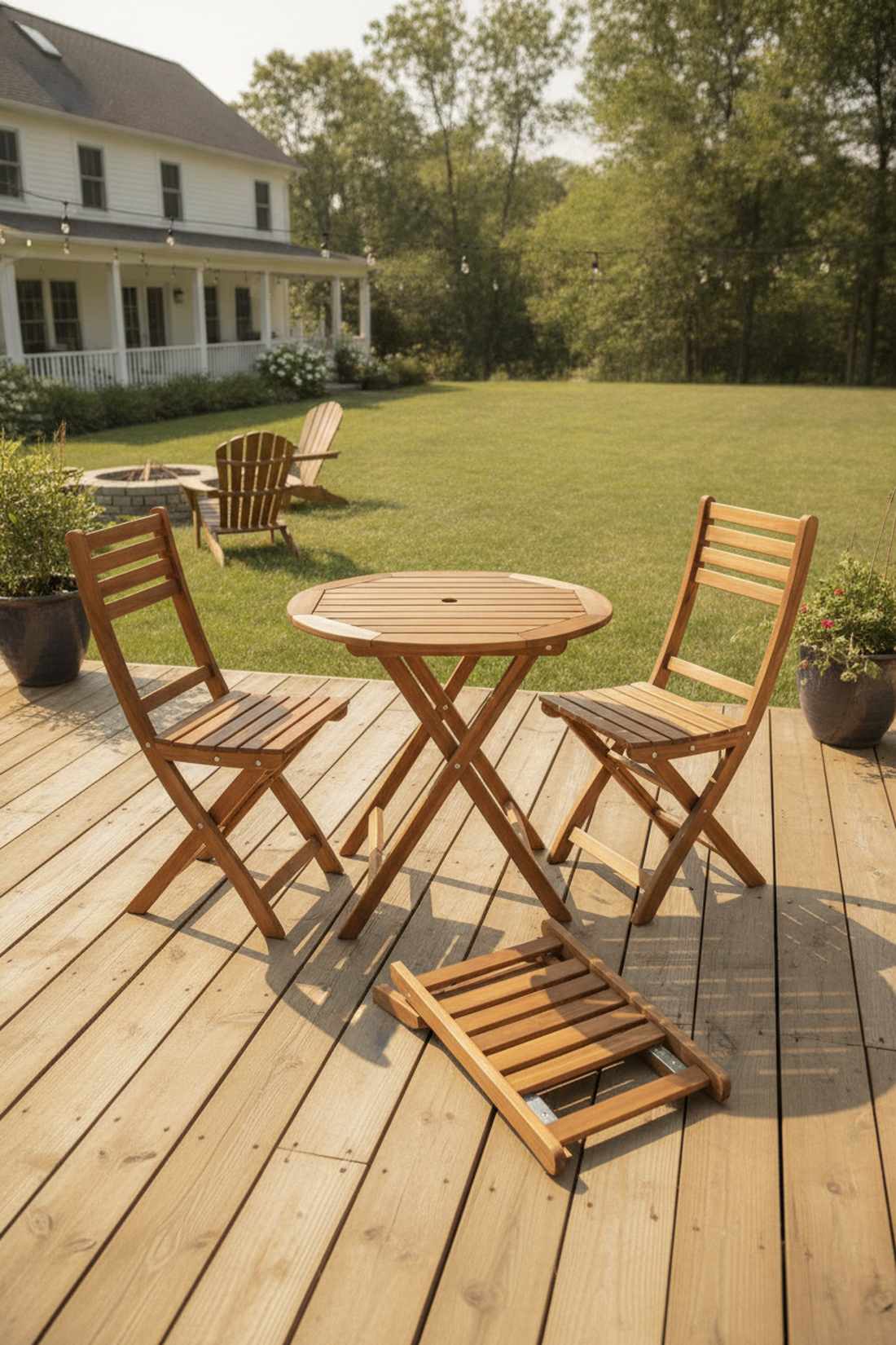 folding wood bistro ensemble