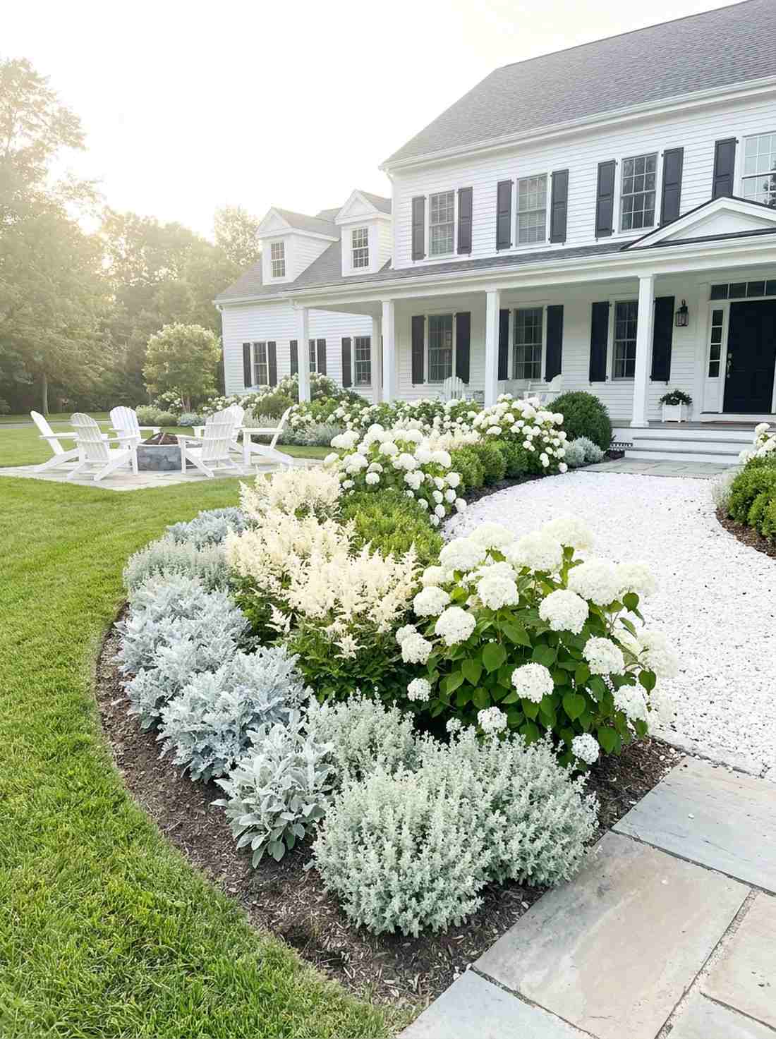 monochrome white garden