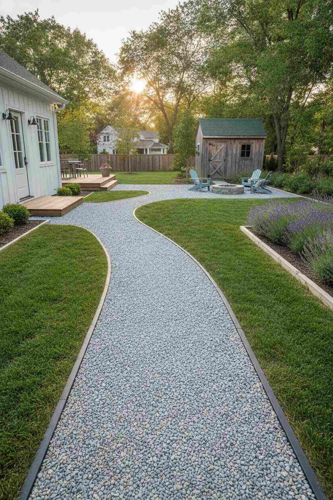 permeable gravel pathways