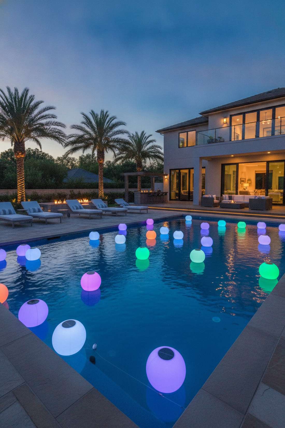 poolside floating lights