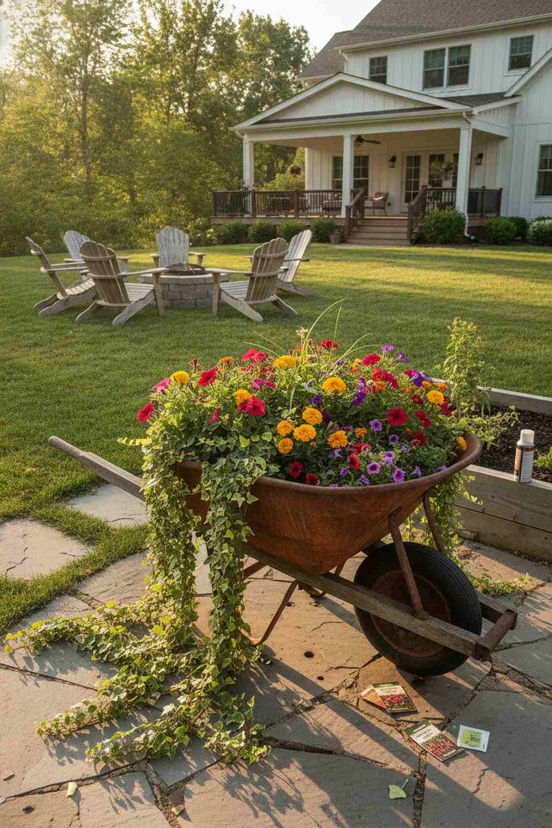 repurposed wheelbarrow gardens
