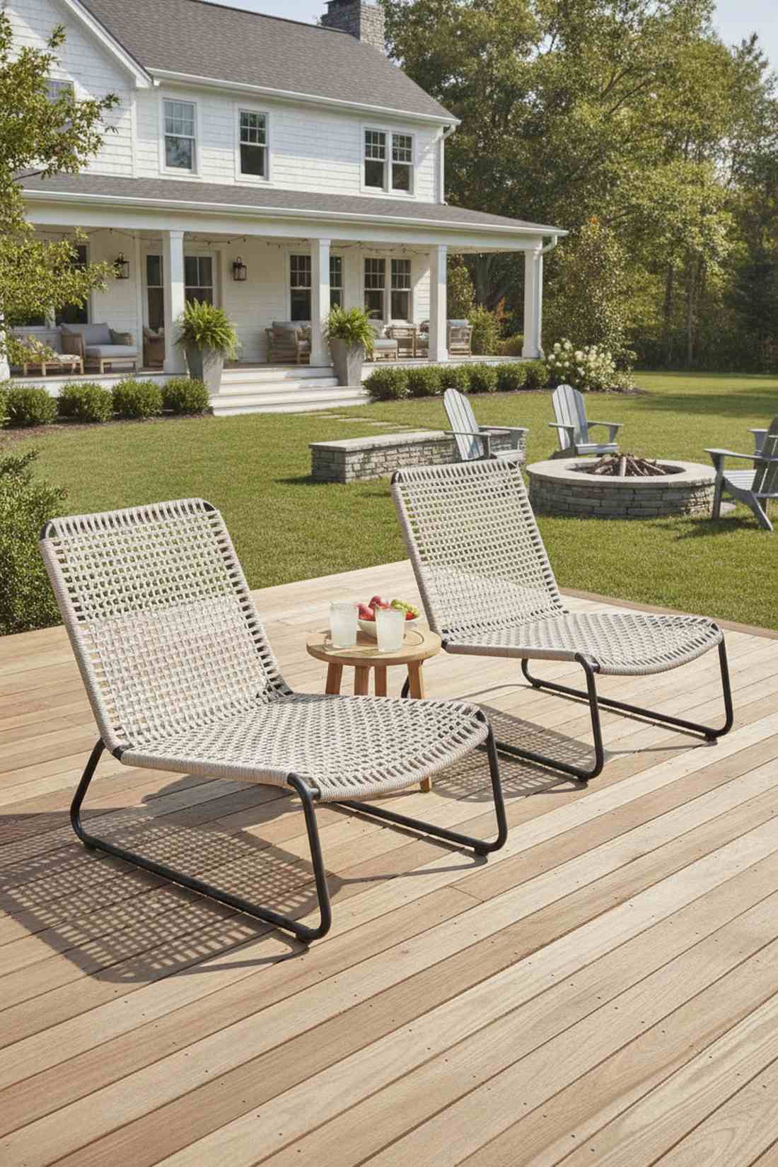 rope and steel lounge chairs