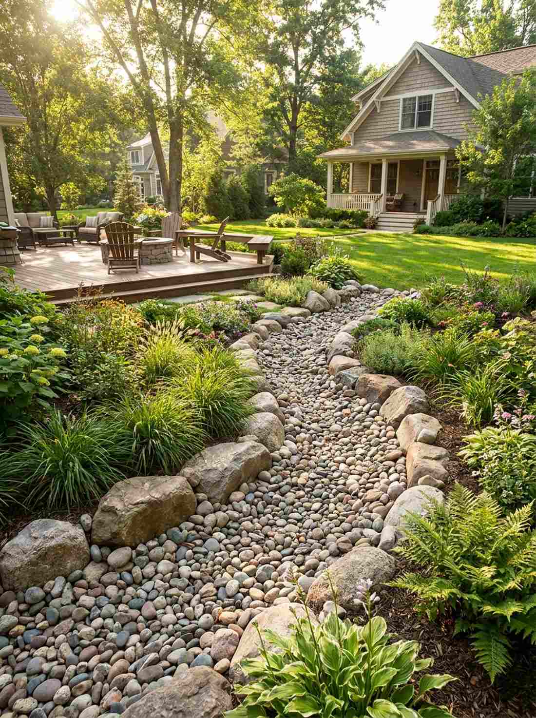 stream beds through plantings
