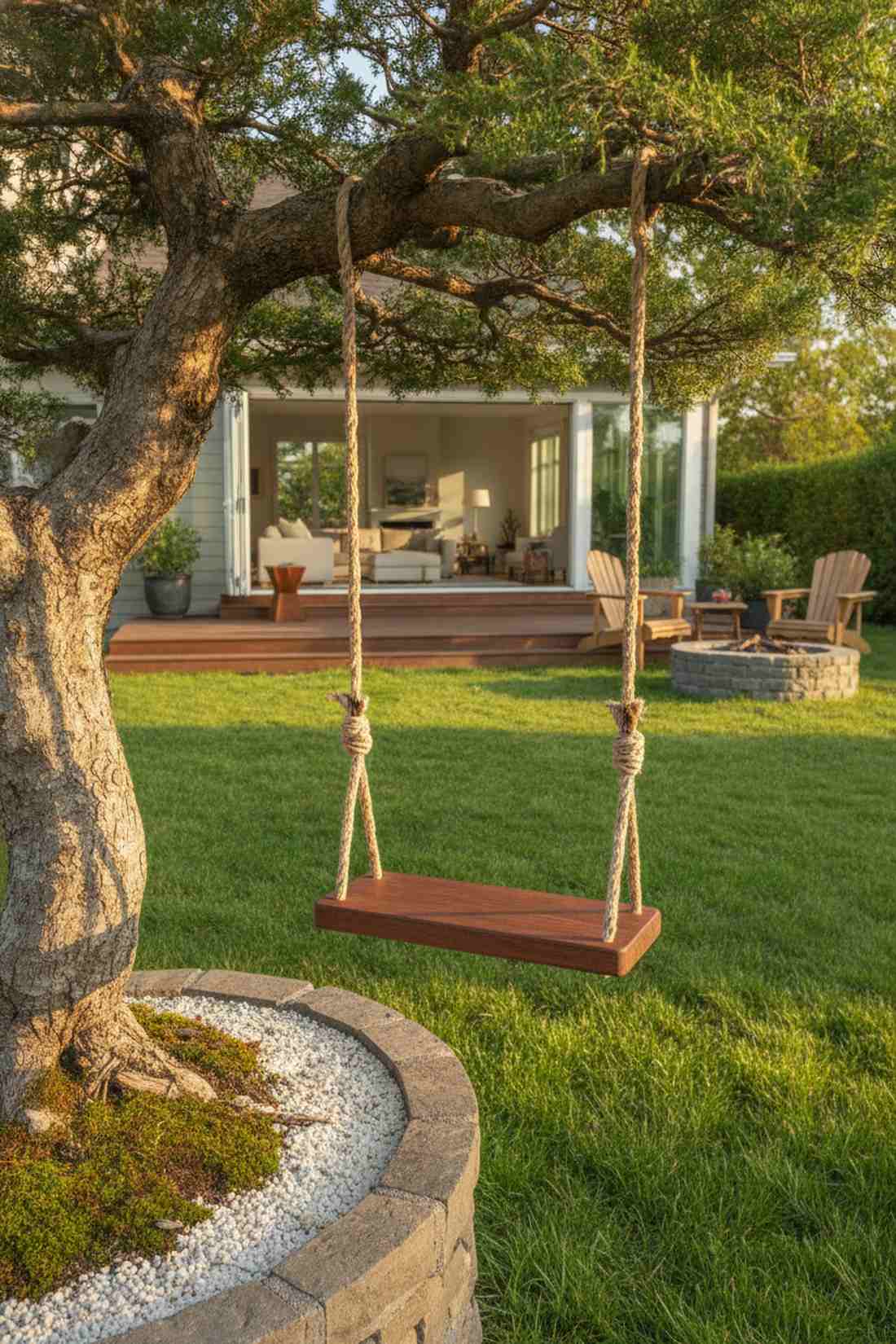 wooden tree swing