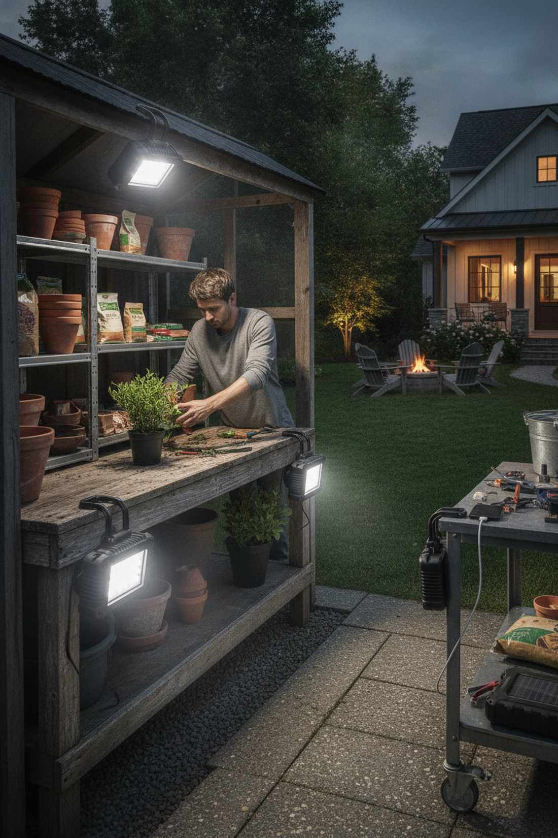 workshop potting shed task lights
