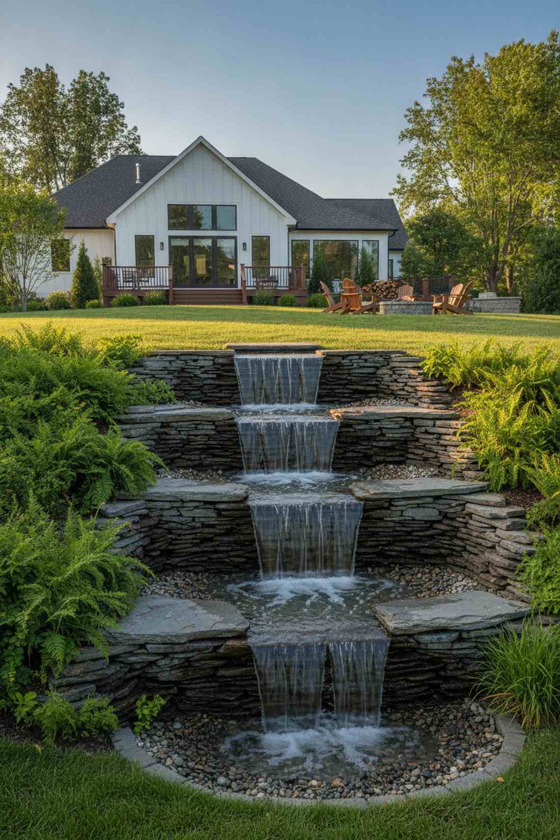 cascading waterfall over stacked slate