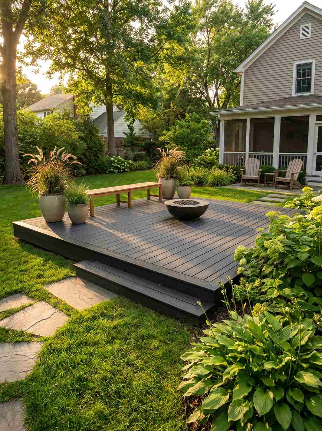 charcoal composite decking platforms