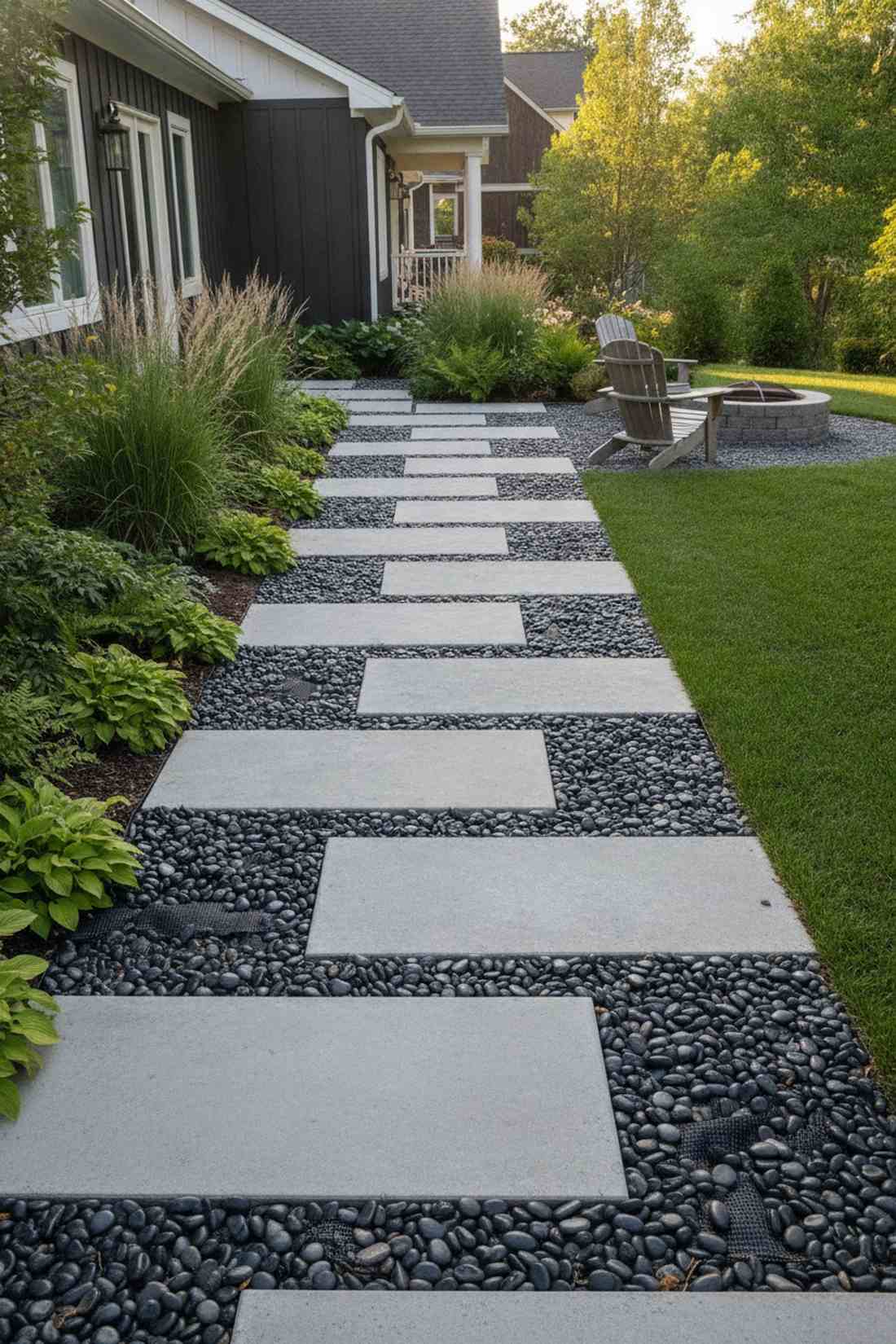 diagonal runner with gravel fill