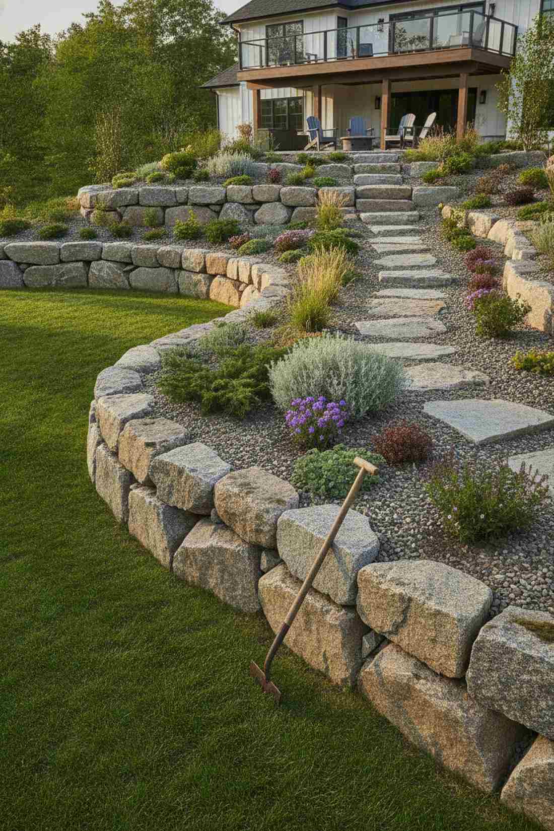 granite boulder retaining system