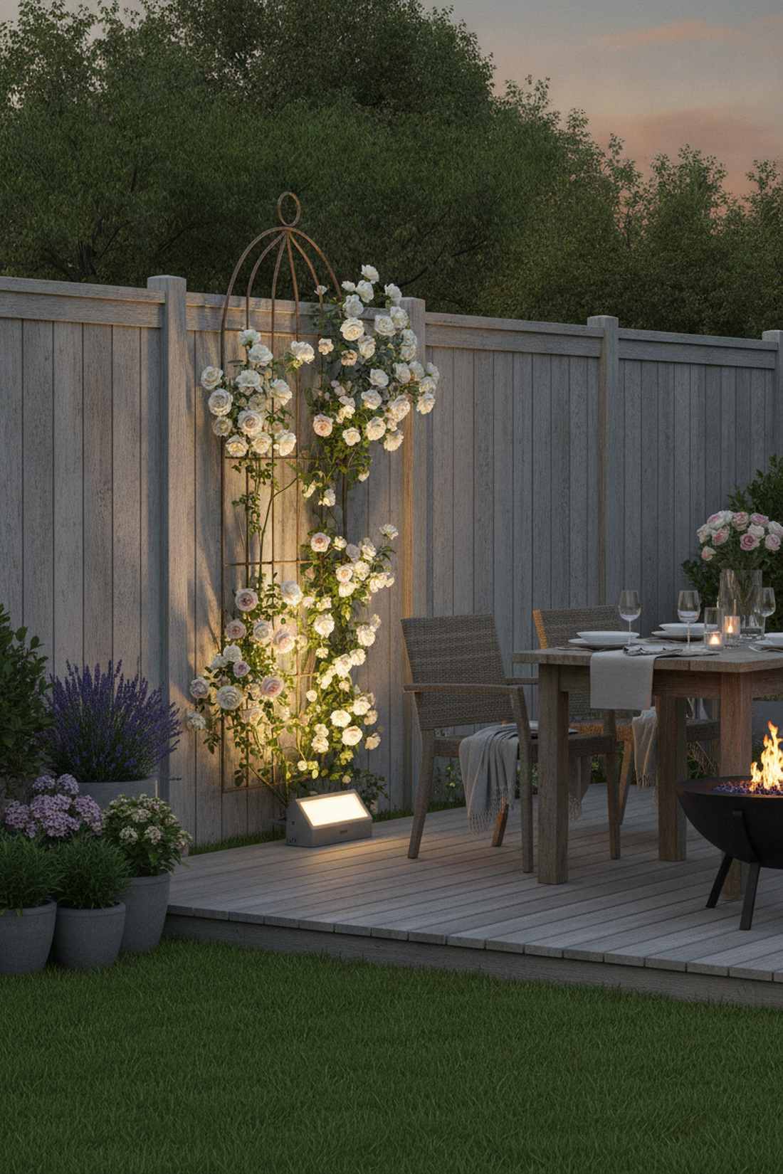grazing light for climbing roses