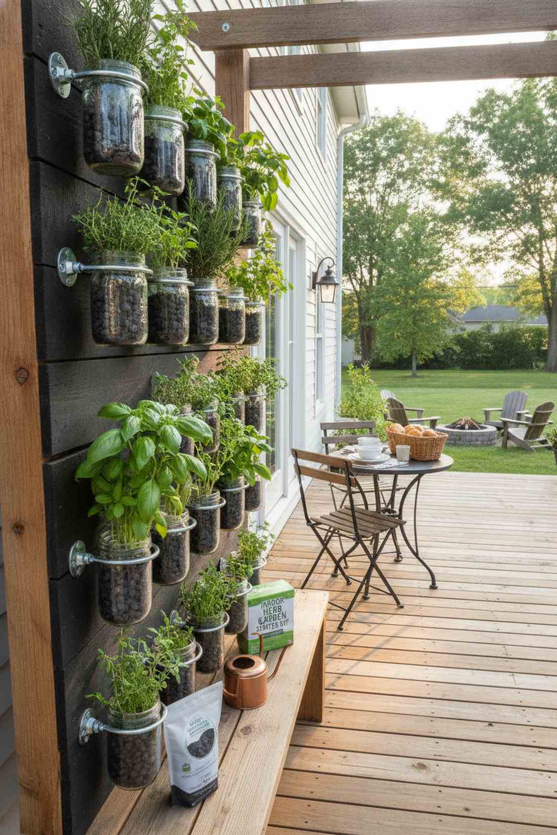 hanging mason jar herb wall