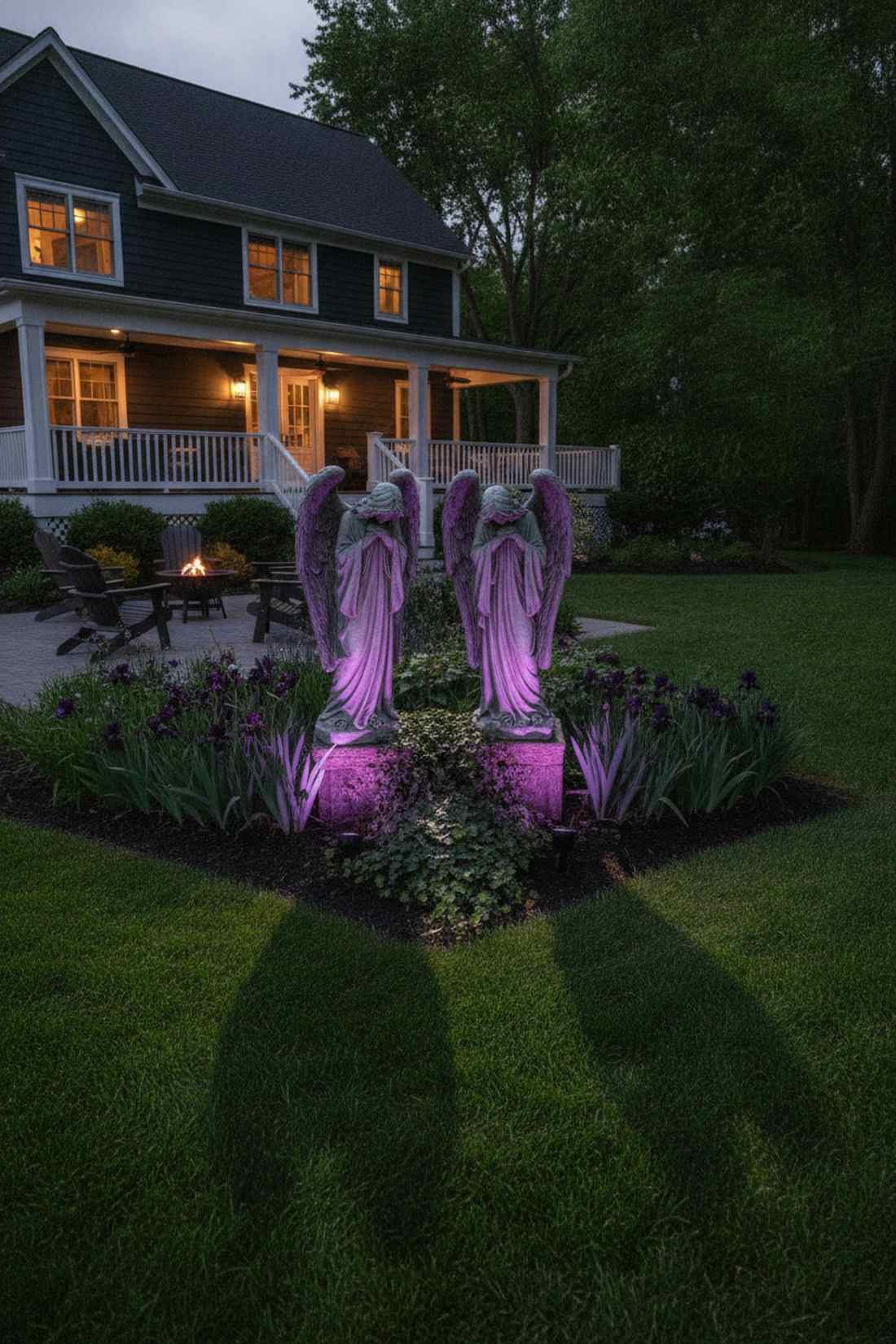 haunted graveyard with weeping angels