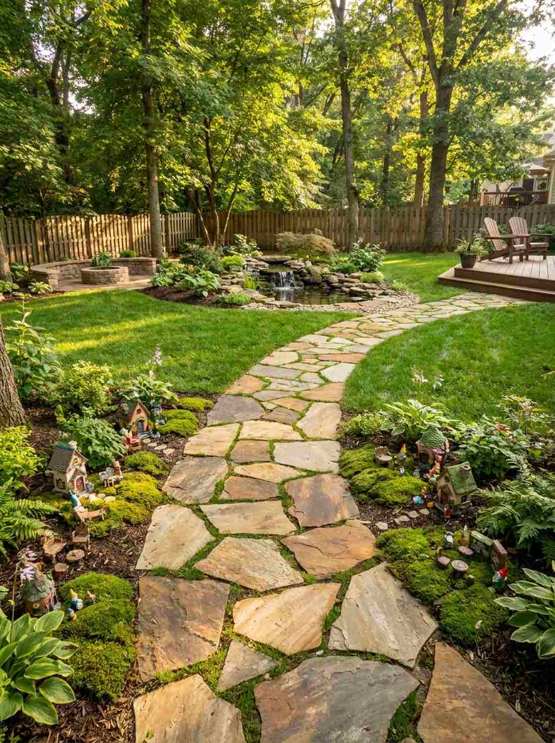 irregular flagstone meandering path