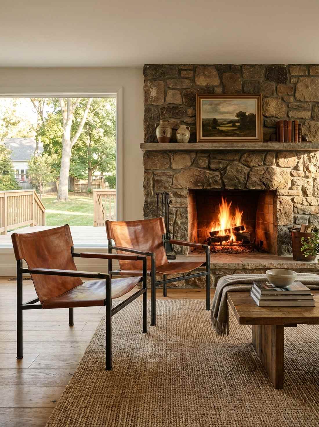 leather sling chairs with iron frames