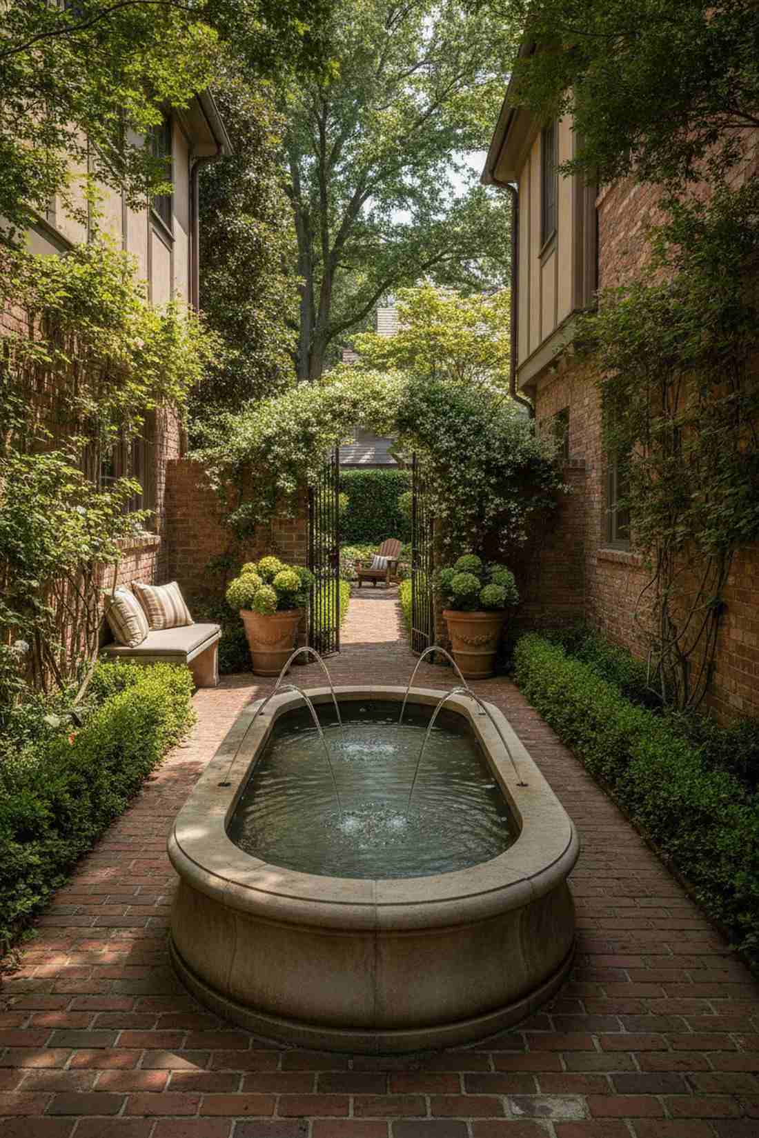 oval jensen fountain with twin water patterns