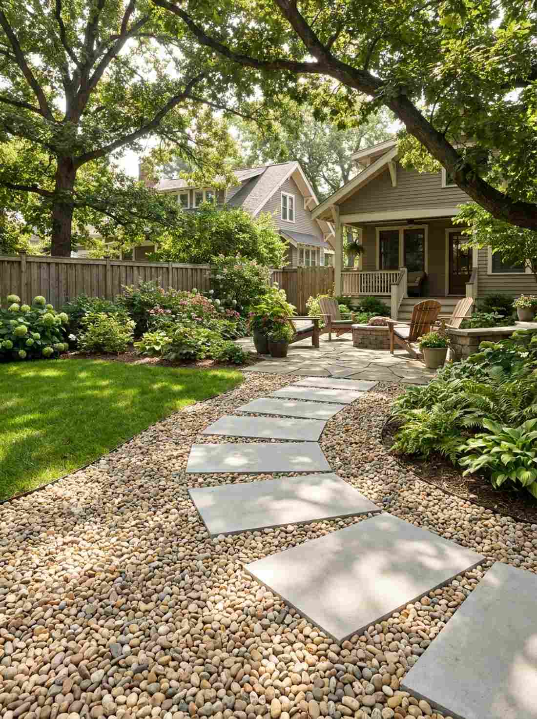 pea gravel with stepping stones