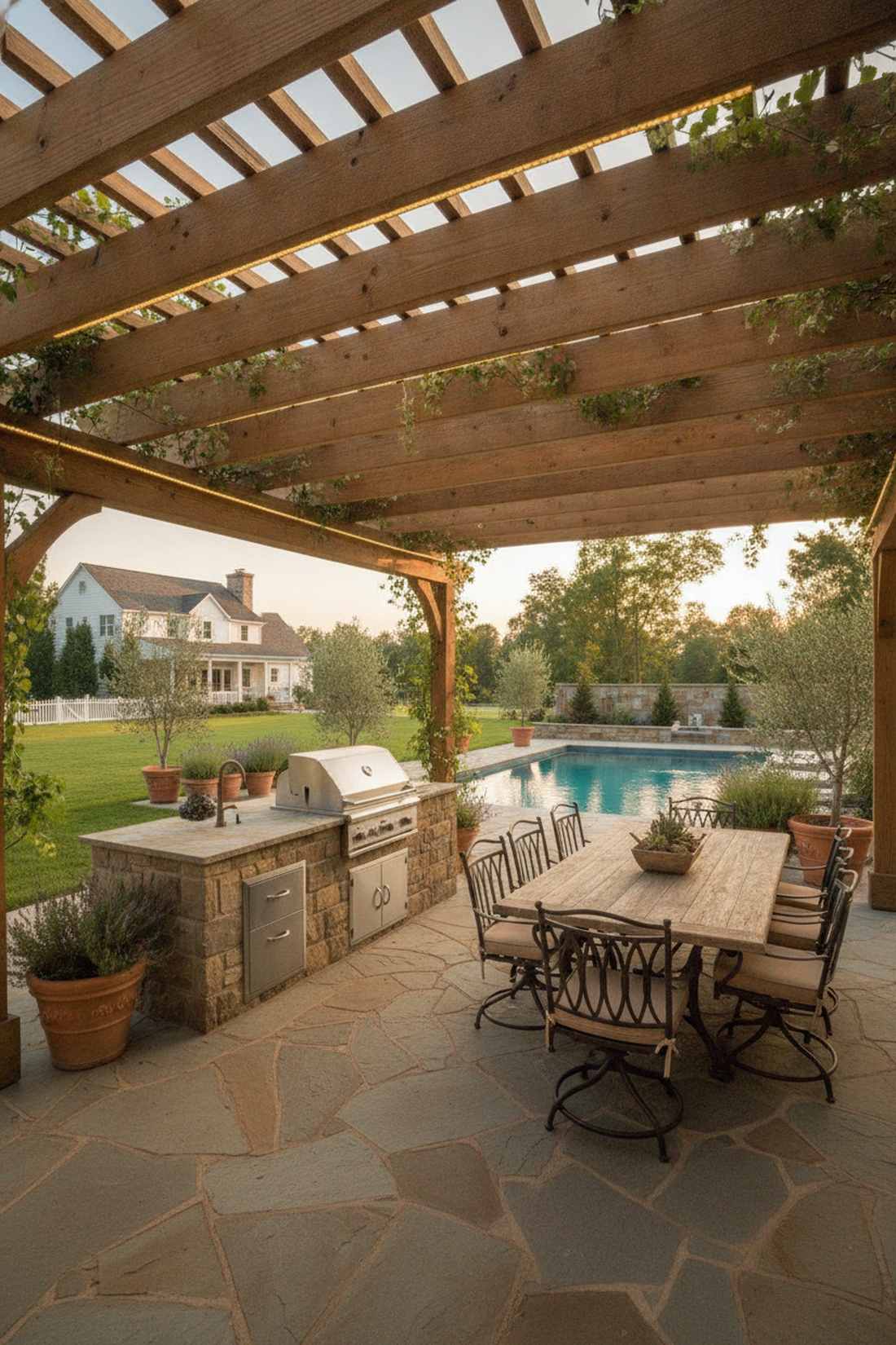 pergola covered l configuration