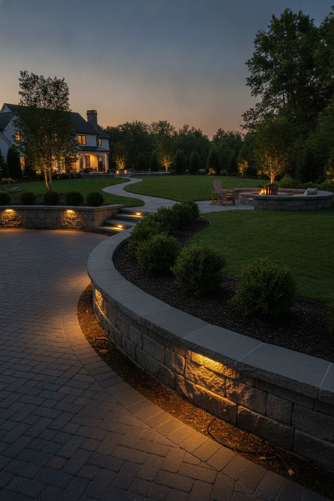 retaining wall accent lighting