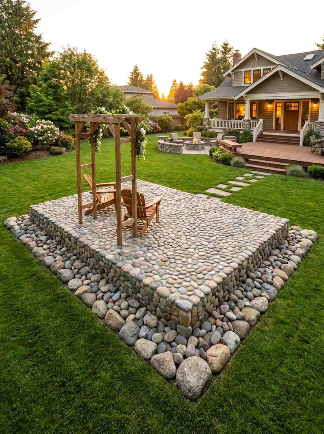 river rock altar platform